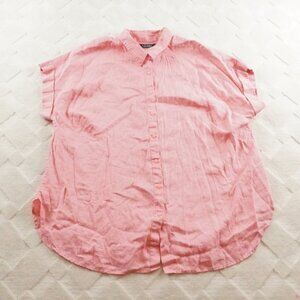 Lauren Ralph Lauren 100% Linen Button Up Top Womens 2X Pink